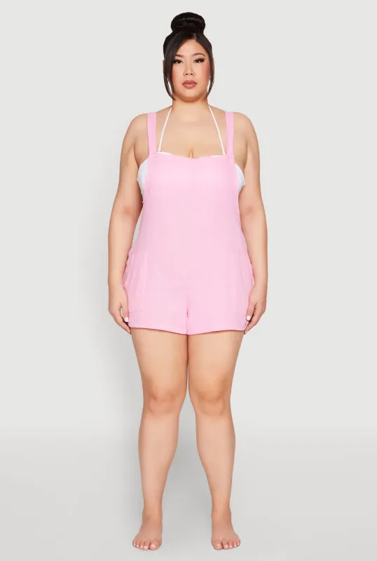Plus Size Nicole Miller Gauze Knit Romper sold by Rainbow