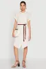 Linen Cap Sleeve Button Front Shirt Dress sold by Rainbow
