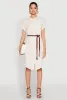 Linen Cap Sleeve Button Front Shirt Dress sold by Rainbow