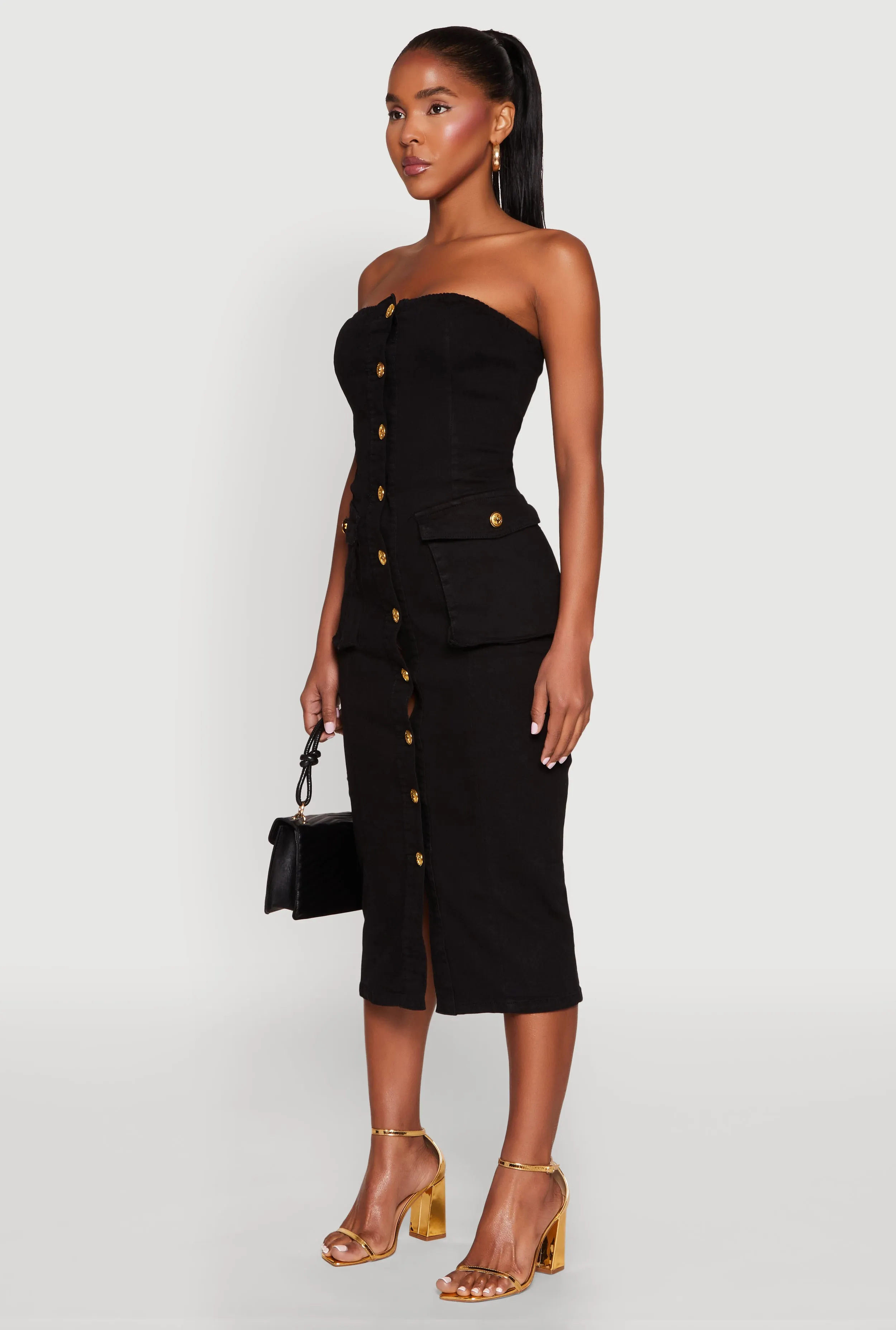 Daisy Button Front Strapless Denim Dress sold by Rainbow product image thumbnail 3