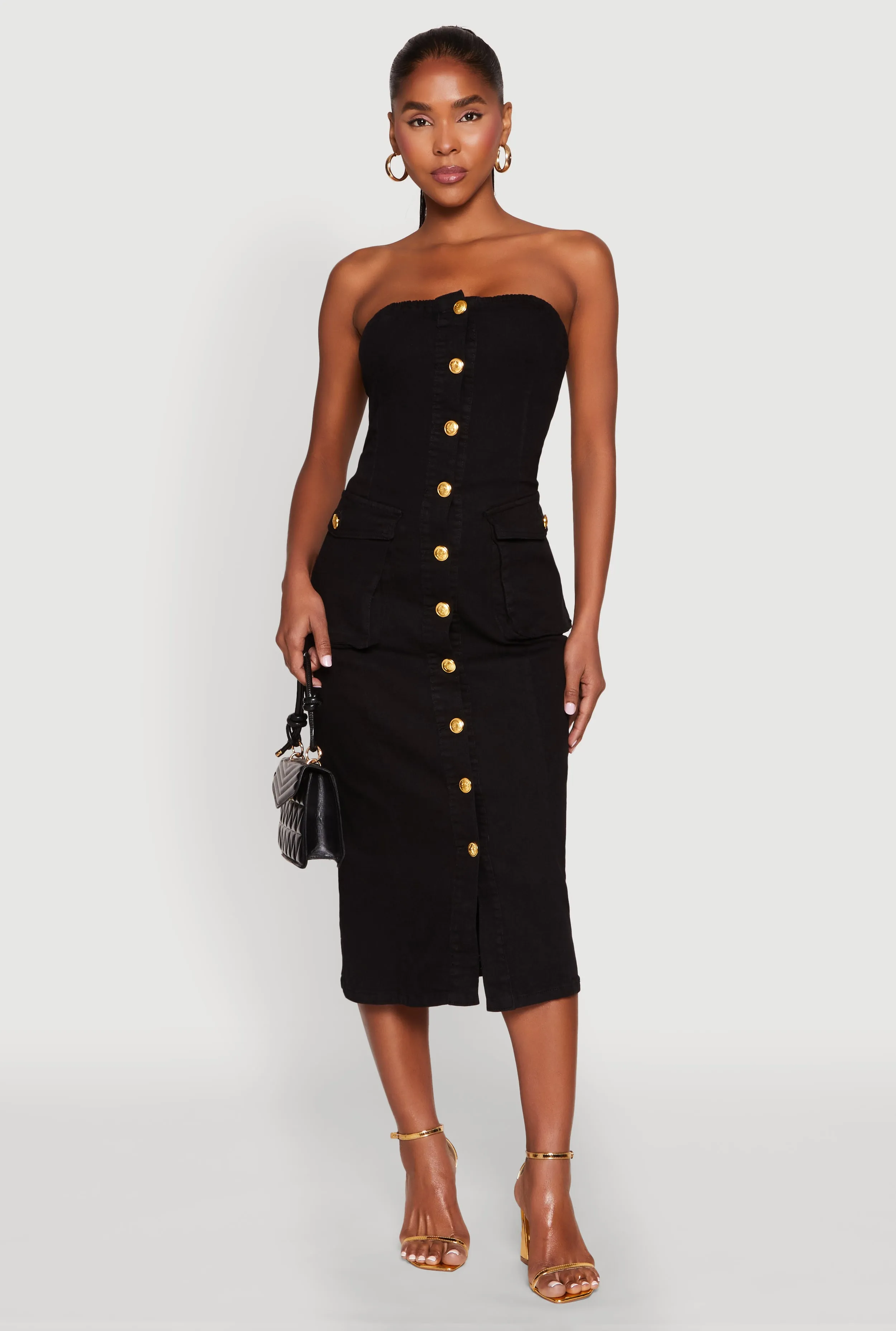 Daisy Button Front Strapless Denim Dress sold by Rainbow product image thumbnail 2