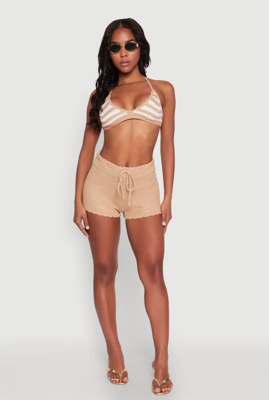 Scalloped Trim Crochet Shorts sold by Rainbow