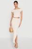 Almost Famous Striped Side Slit Skirt sold by Rainbow