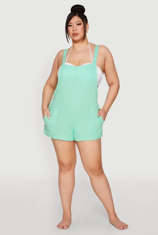Plus Size Nicole Miller Gauze Knit Romper sold by Rainbow