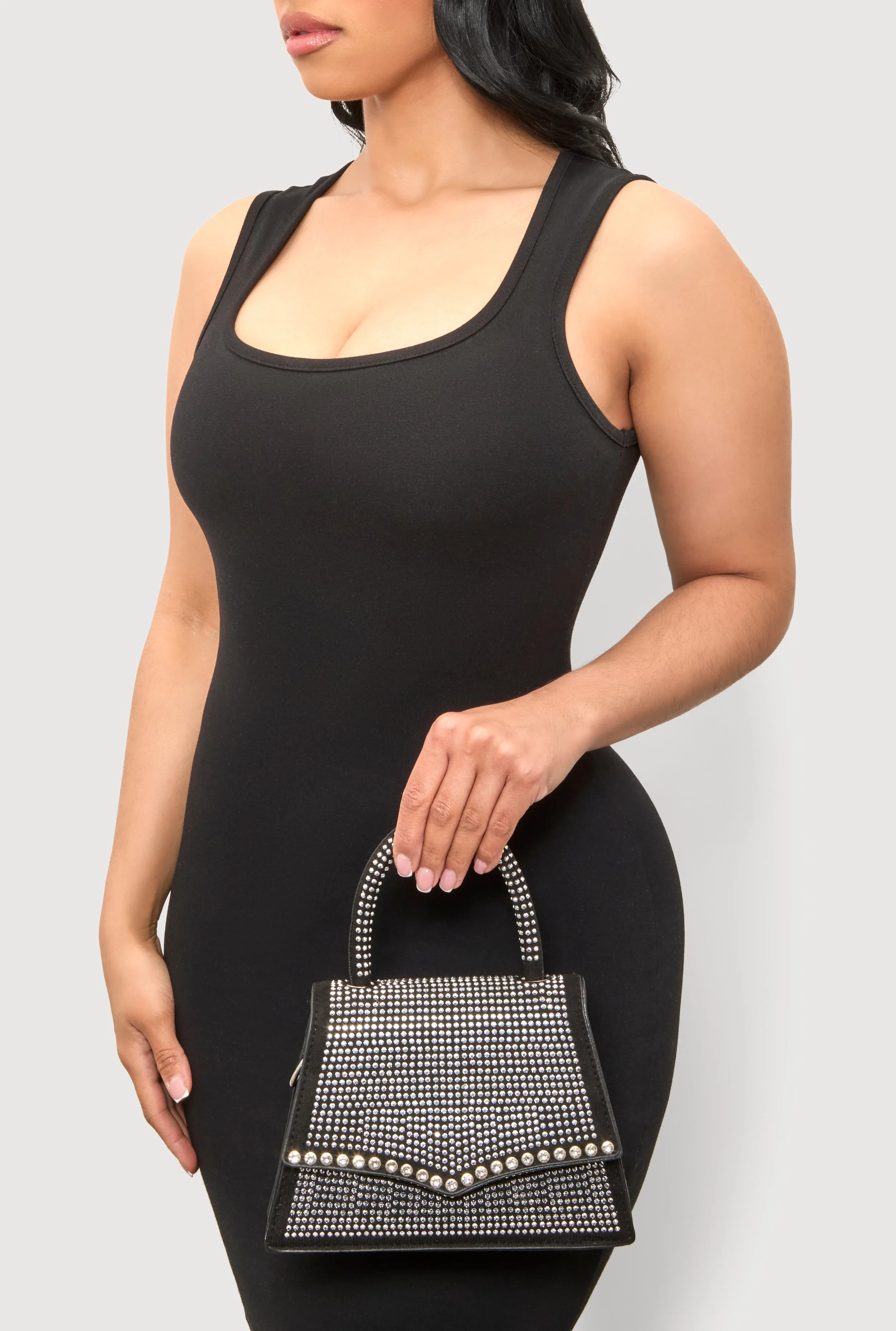 Rhinestone Studded Faux Leather Handbag sold by Rainbow product image thumbnail 2