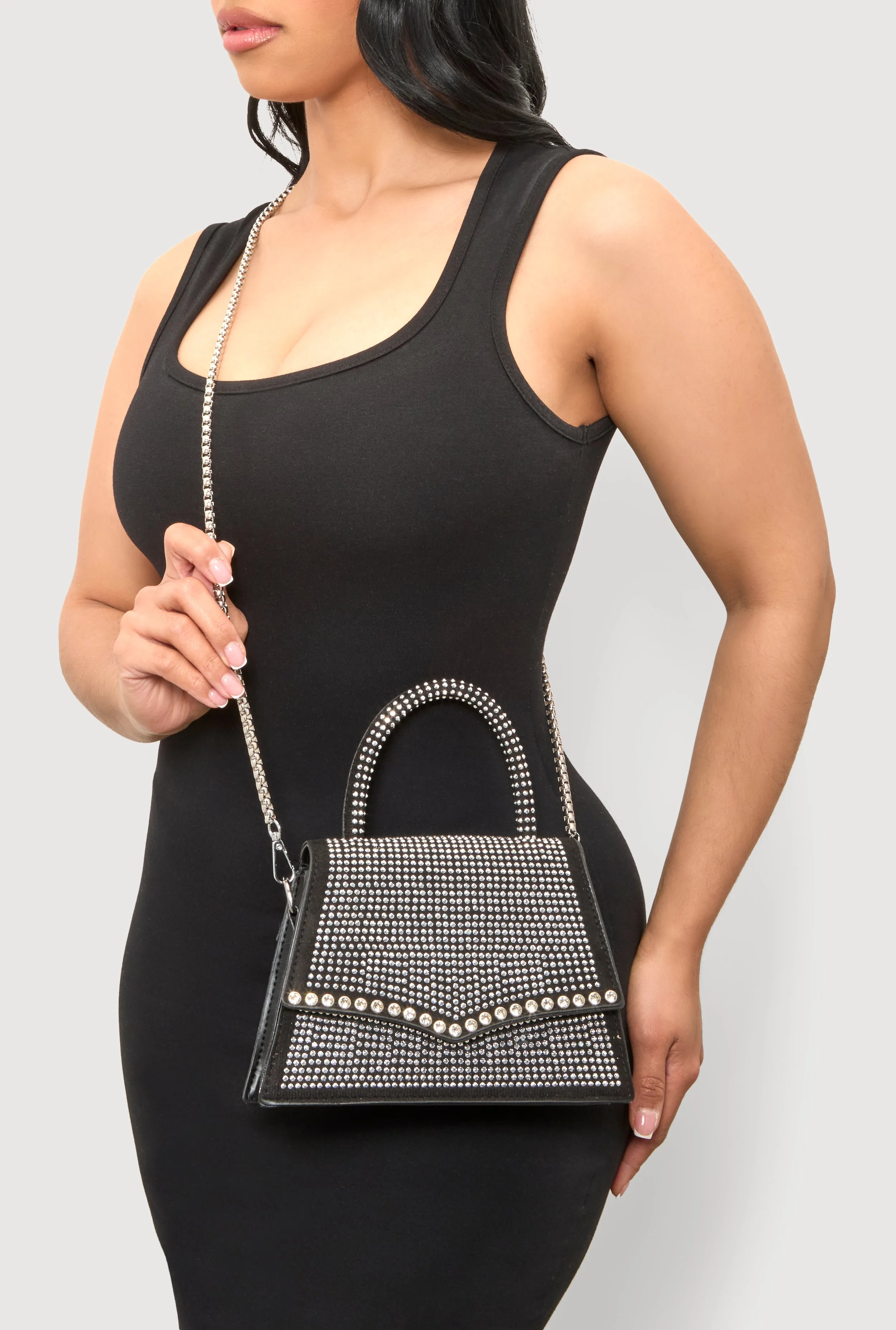 Rhinestone Studded Faux Leather Handbag sold by Rainbow product image thumbnail 3