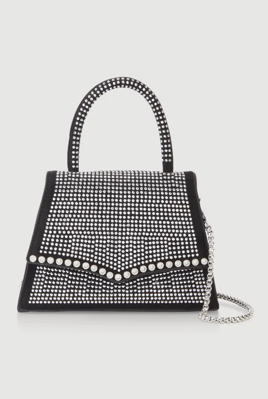 Rhinestone Studded Faux Leather Handbag sold by Rainbow