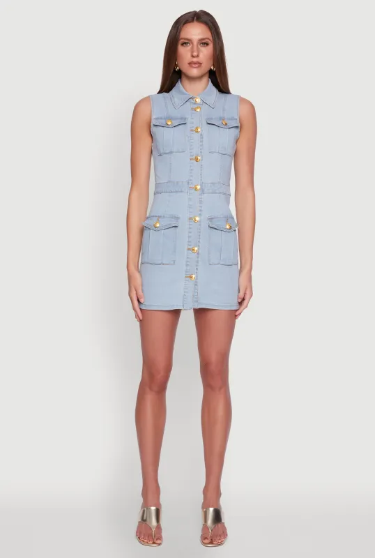 Daisy Sleeveless Button Front Denim Dress sold by Rainbow