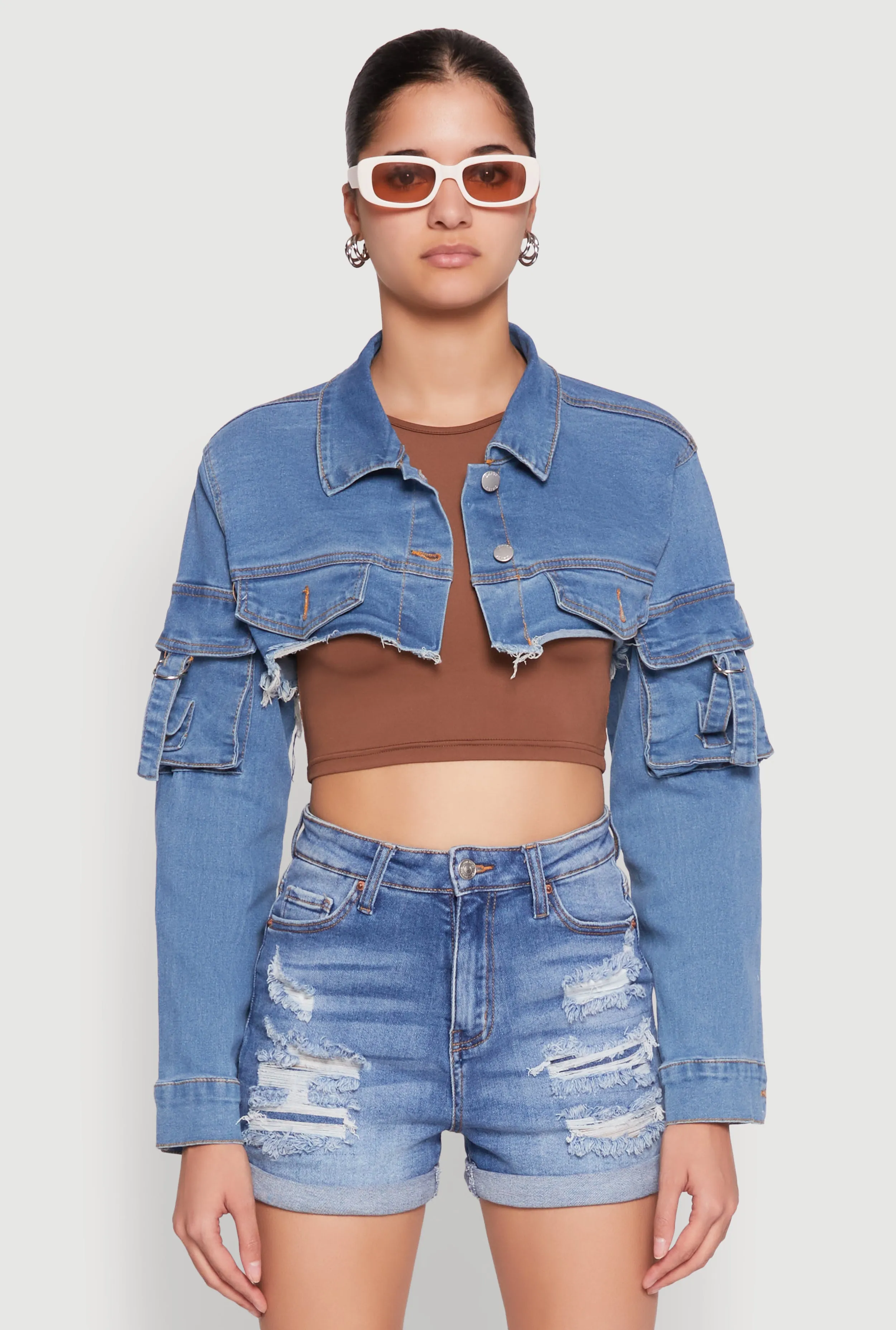 Daisy Cargo Pocket Sleeve Bolero Jean Jacket sold by Rainbow product image thumbnail 2