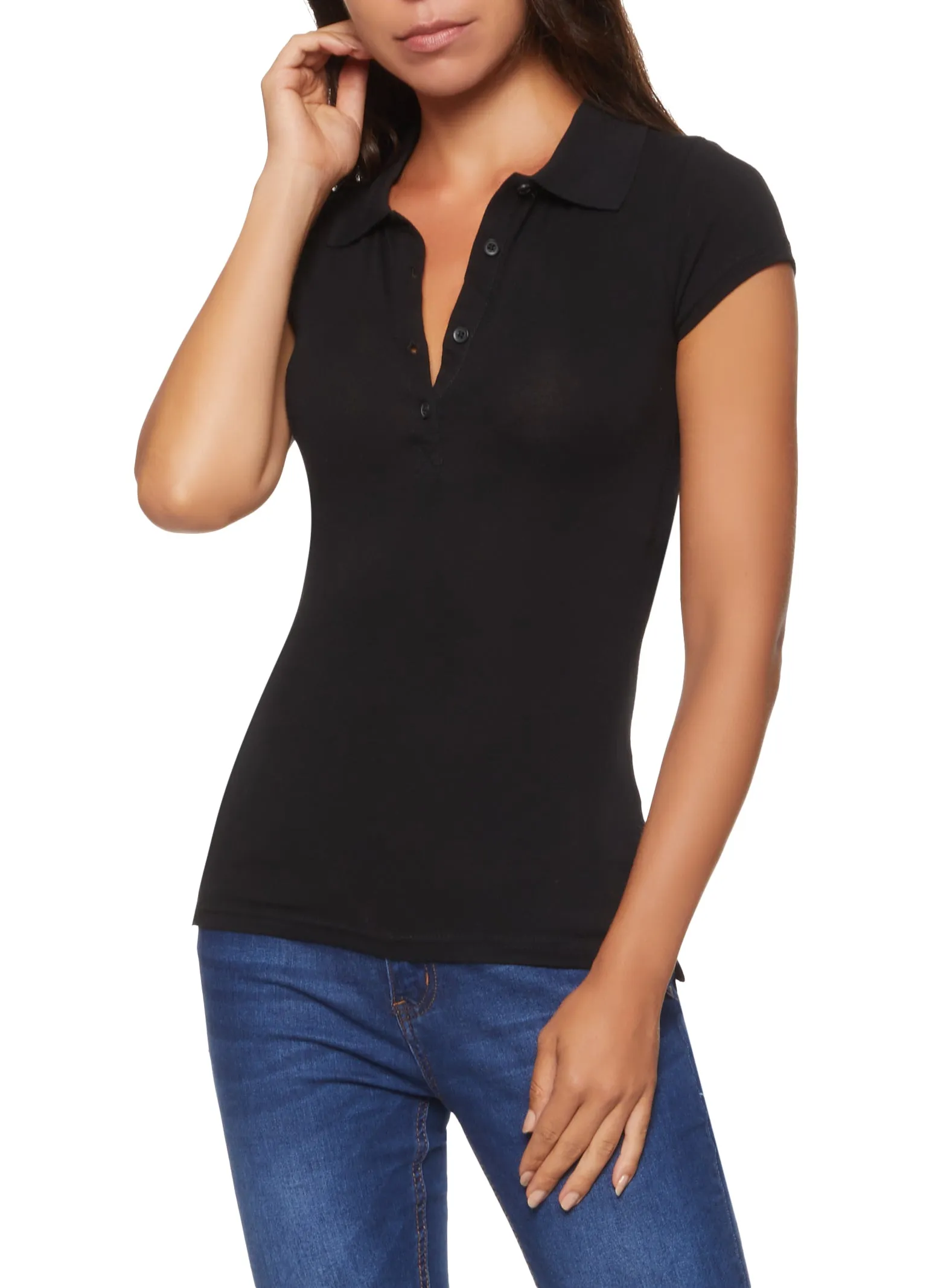 Slit Hem Short Sleeve Polo Shirt sold by Rainbow