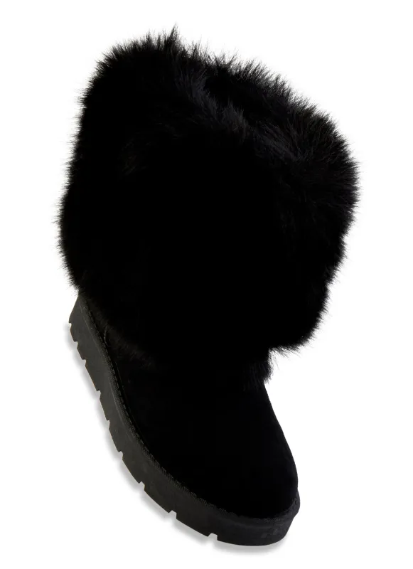 Solid Faux Fur Cuff Boots sold by Rainbow