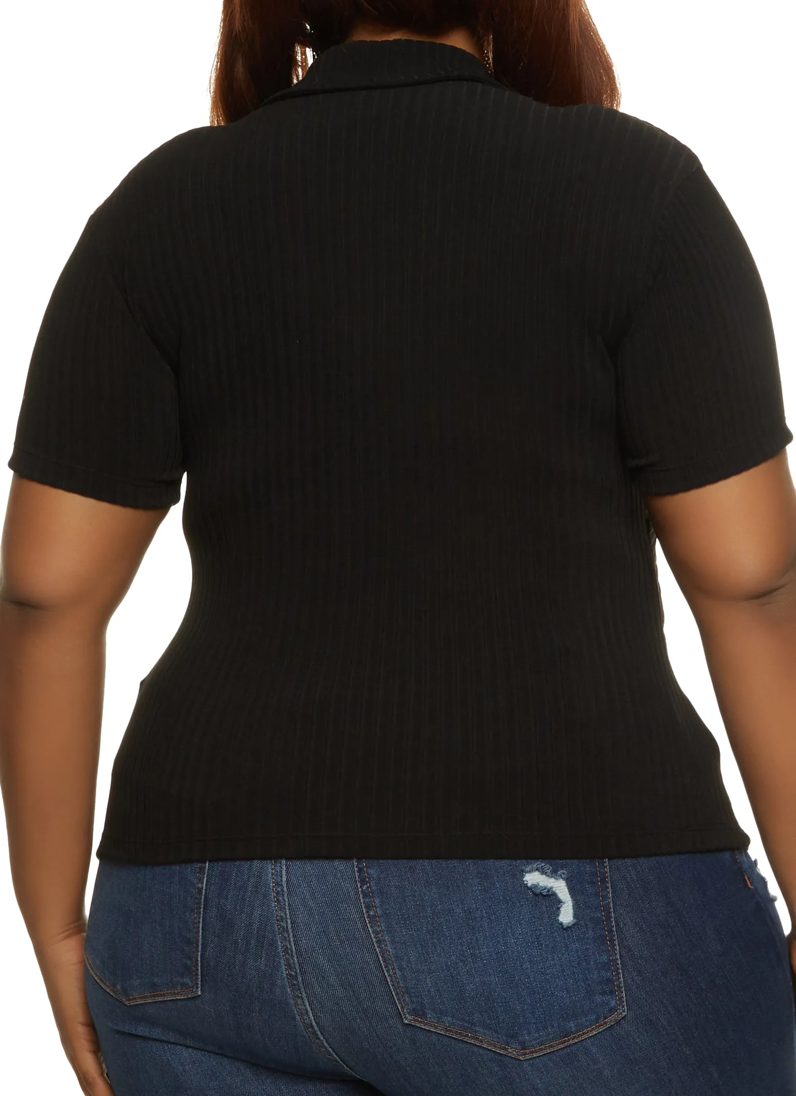 Plus Size Ribbed Knit Polo Shirt sold by Rainbow product image thumbnail 2