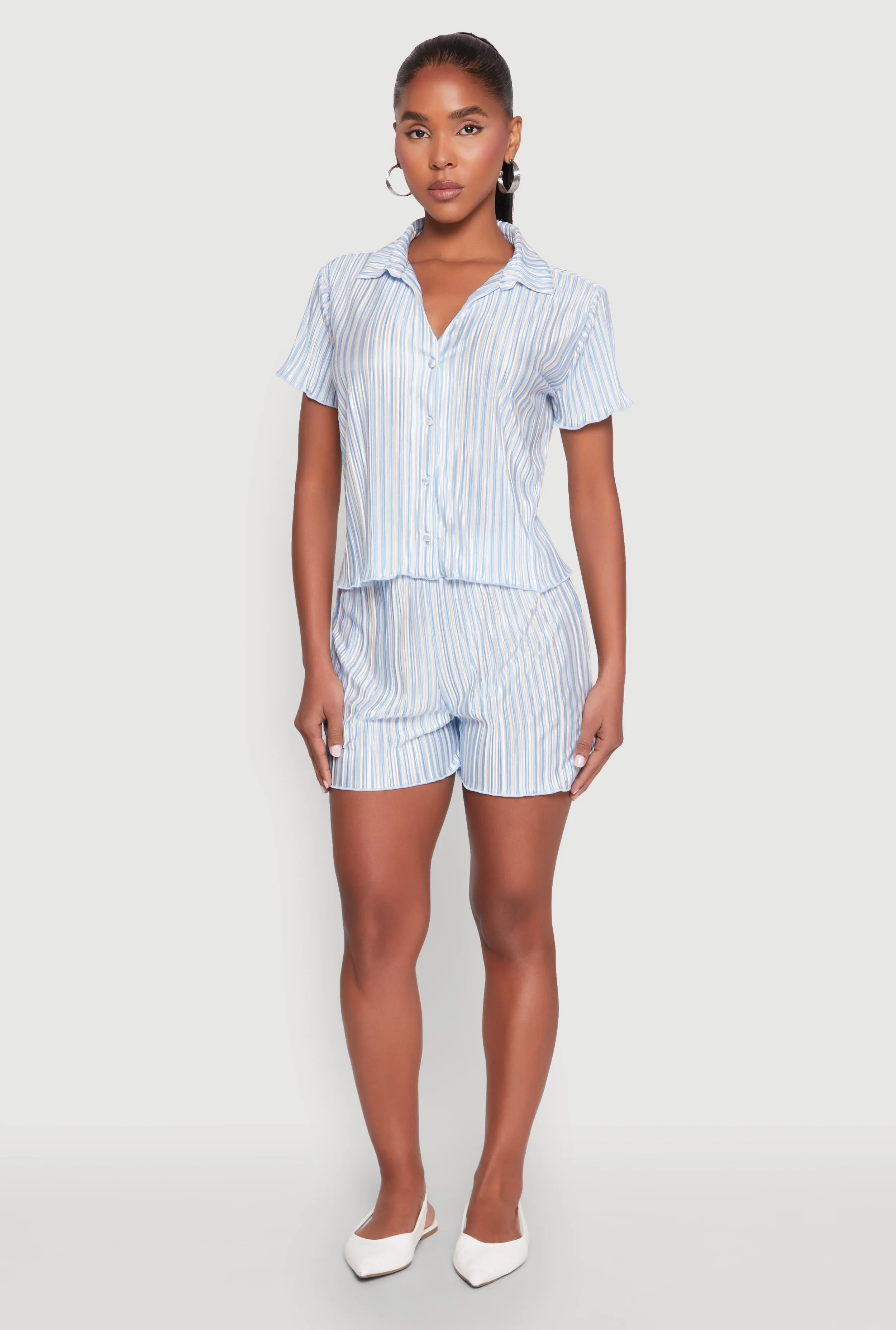 Almost Famous Plisse Striped Shirt sold by Rainbow product image thumbnail 2