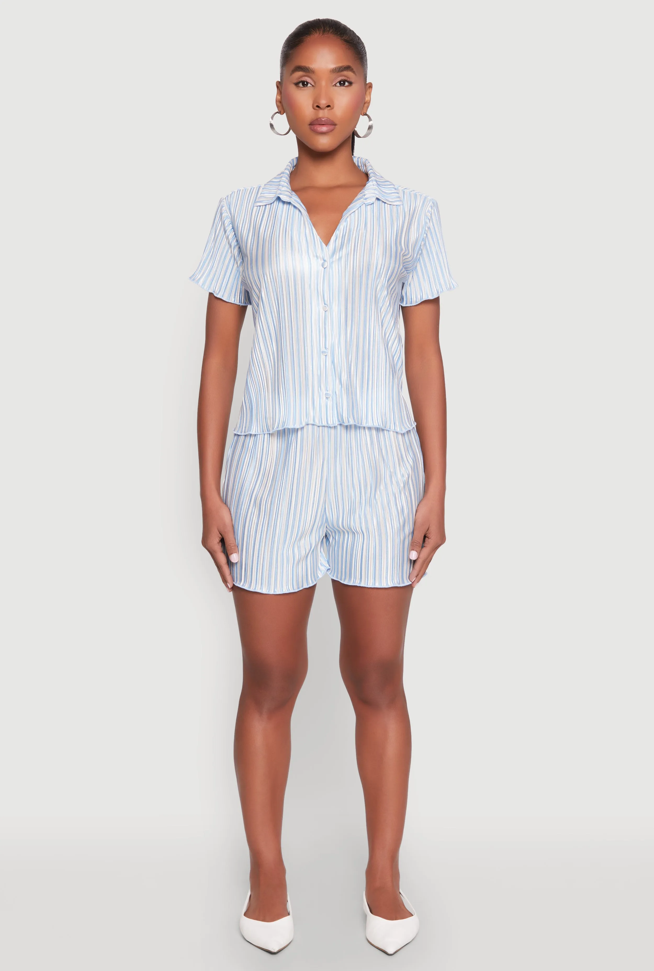 Almost Famous Plisse Striped Shirt sold by Rainbow product image thumbnail 3