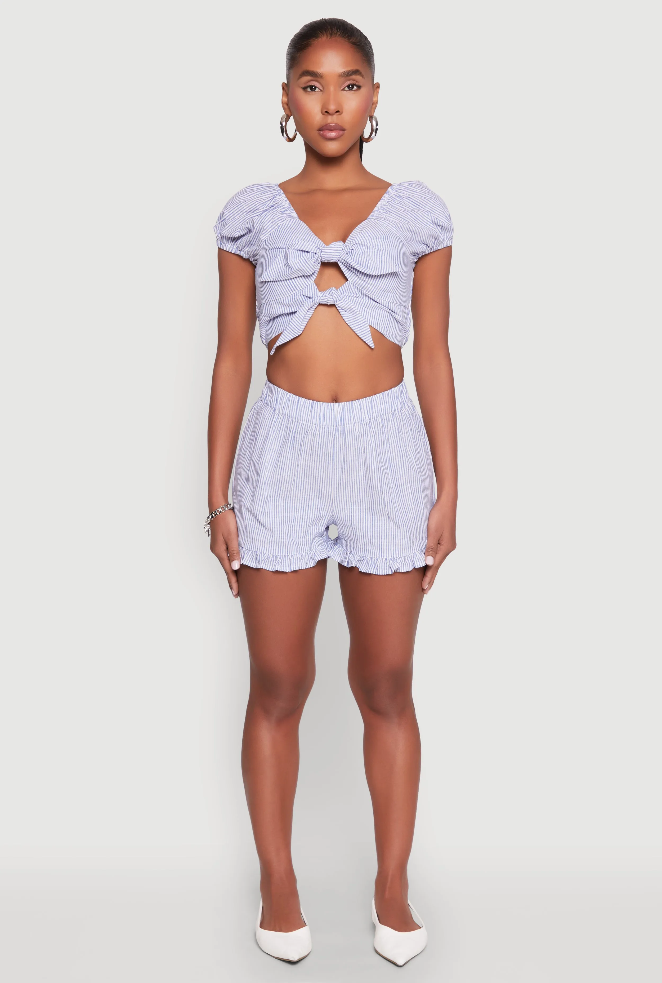 Almost Famous Ruffled Hem Striped Shorts sold by Rainbow product image thumbnail 2