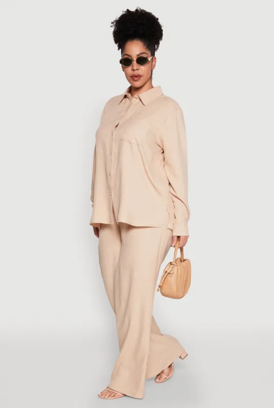 Plus Size Linen Palazzo Pants sold by Rainbow