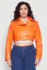 Plus Size Daisy Faux Leather Belted Moto Jacket sold by Rainbow