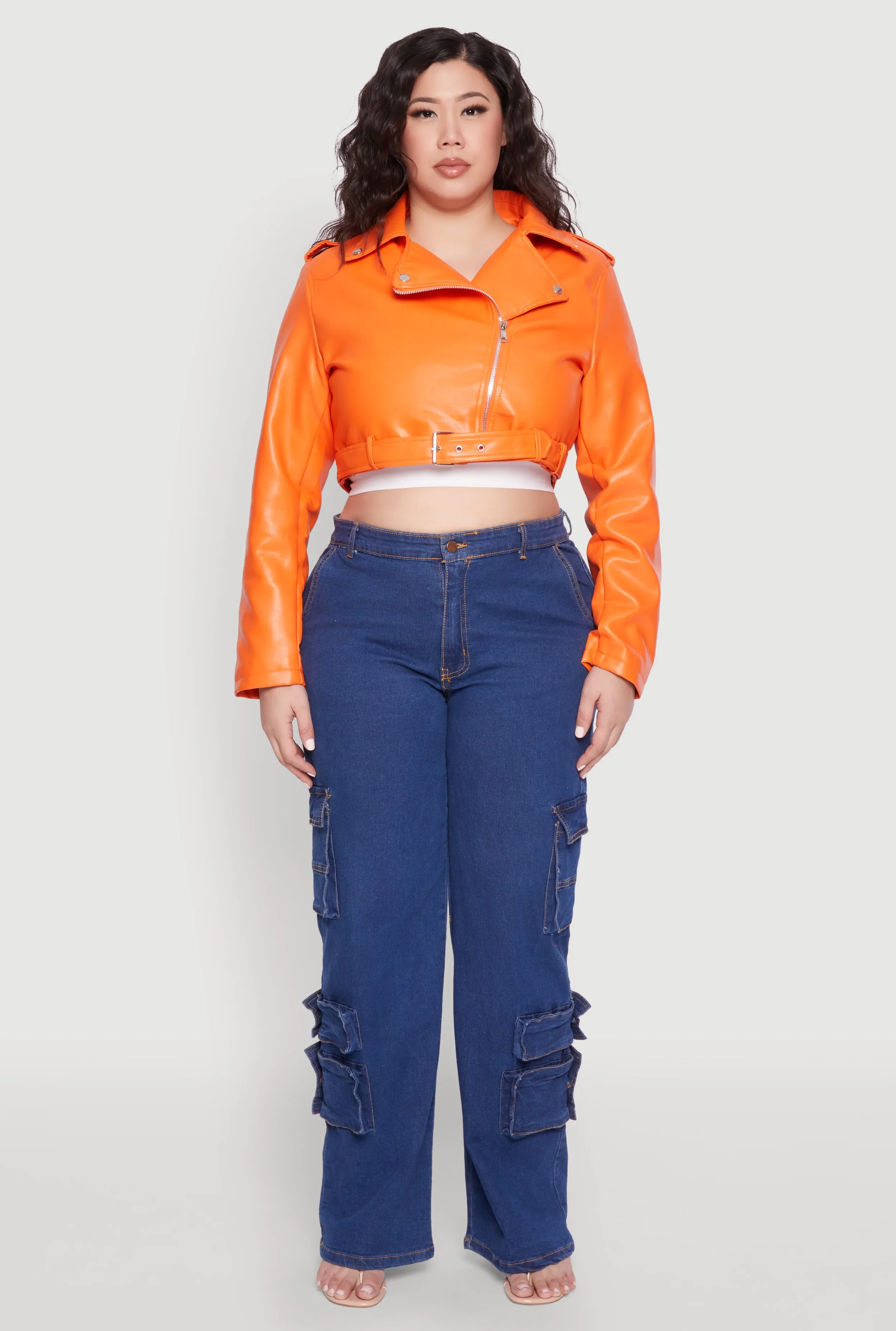 Plus Size Daisy Faux Leather Belted Moto Jacket sold by Rainbow product image thumbnail 3