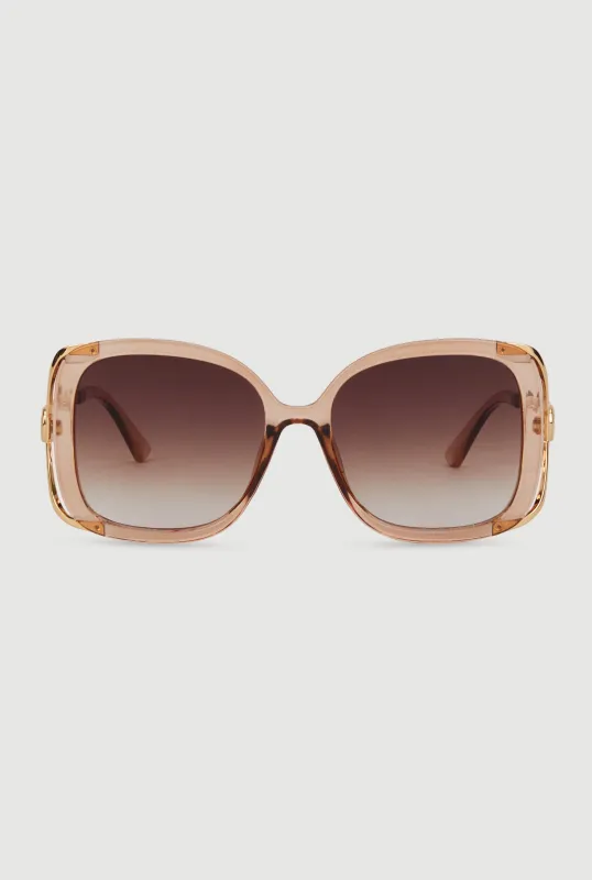 Metallic Detail Gradient Lens Sunglasses sold by Rainbow