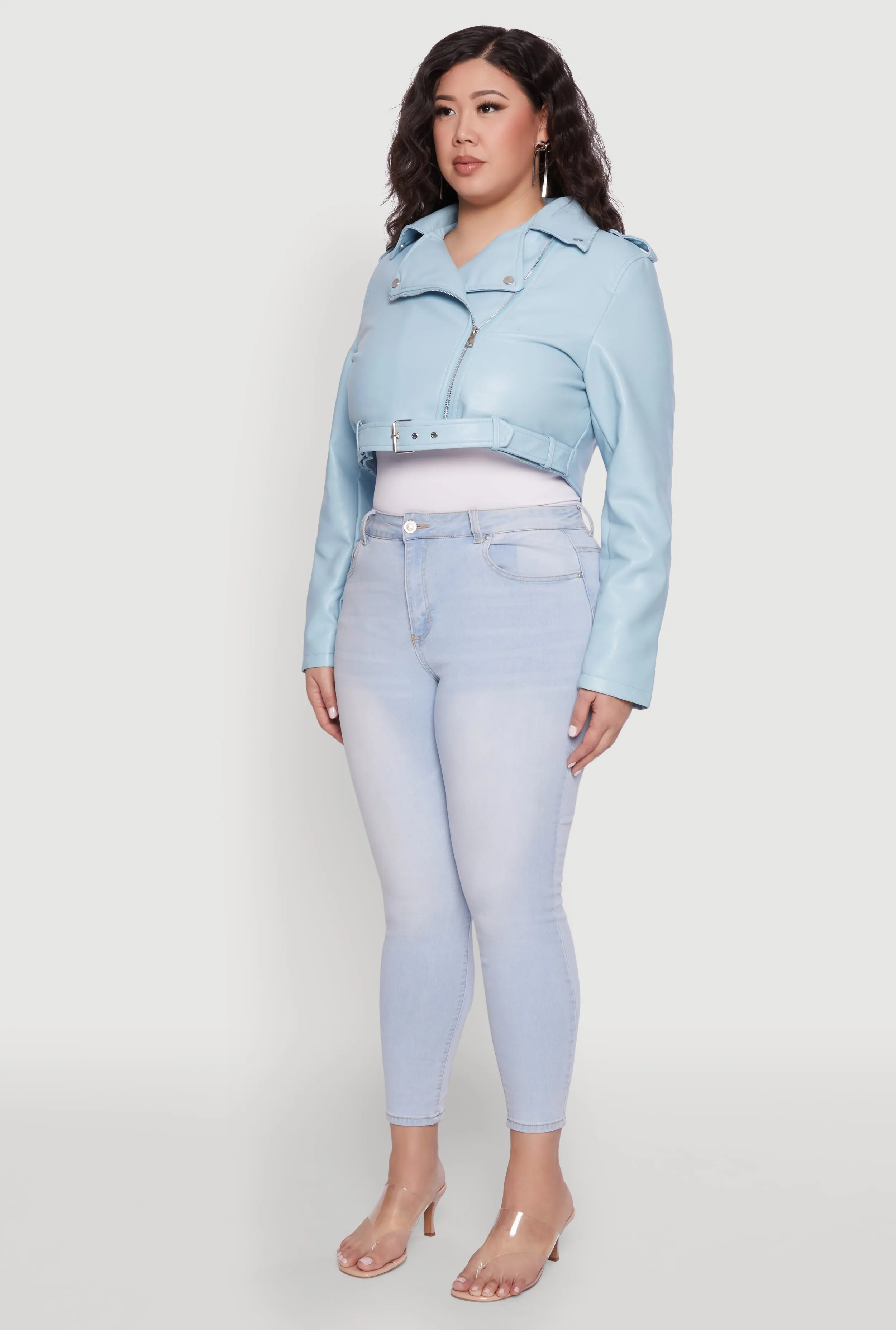 Plus Size Daisy Faux Leather Belted Moto Jacket sold by Rainbow product image thumbnail 5