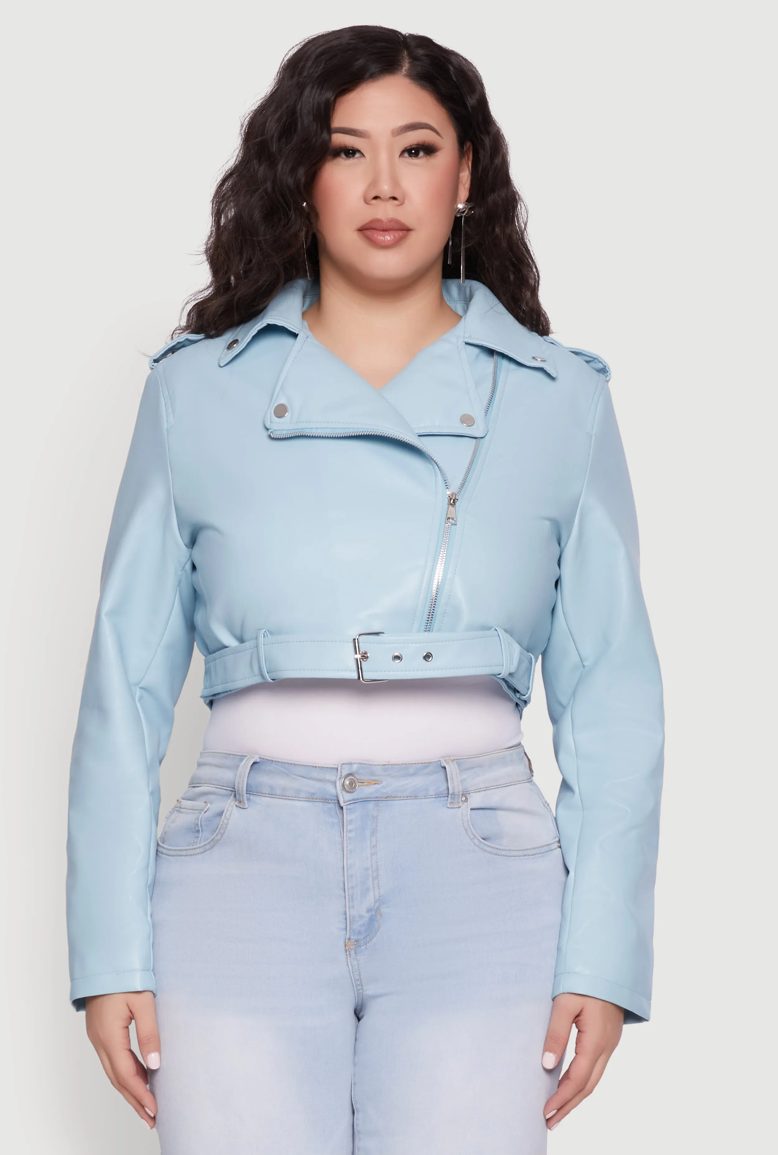 Plus Size Daisy Faux Leather Belted Moto Jacket sold by Rainbow product image thumbnail 2