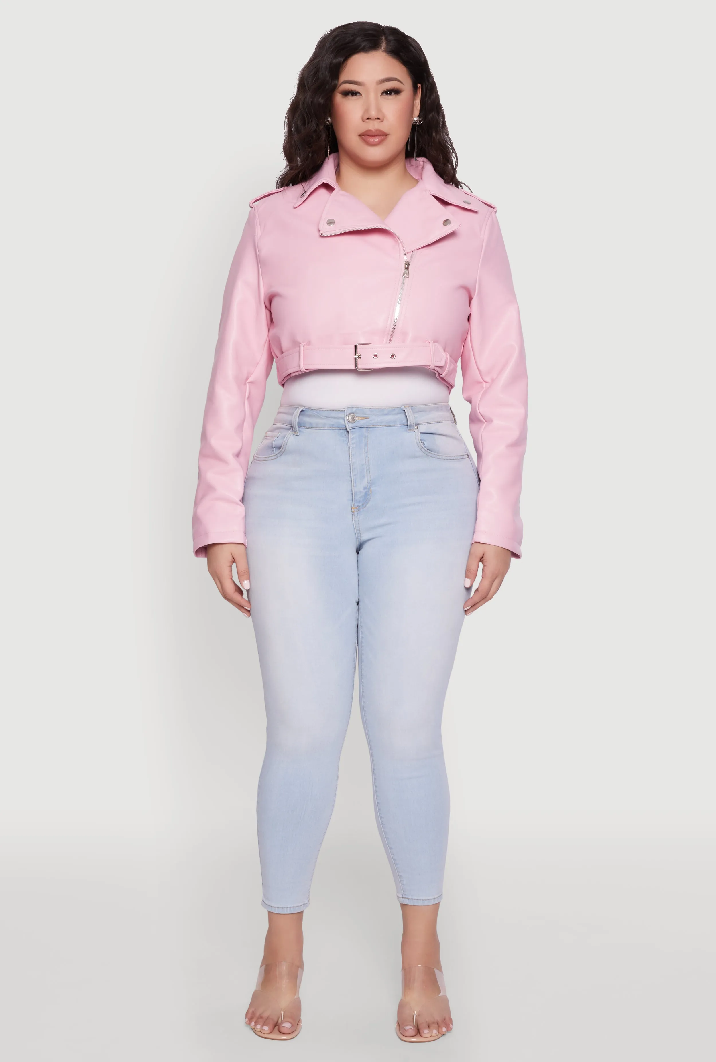 Plus Size Daisy Faux Leather Belted Moto Jacket sold by Rainbow product image thumbnail 3