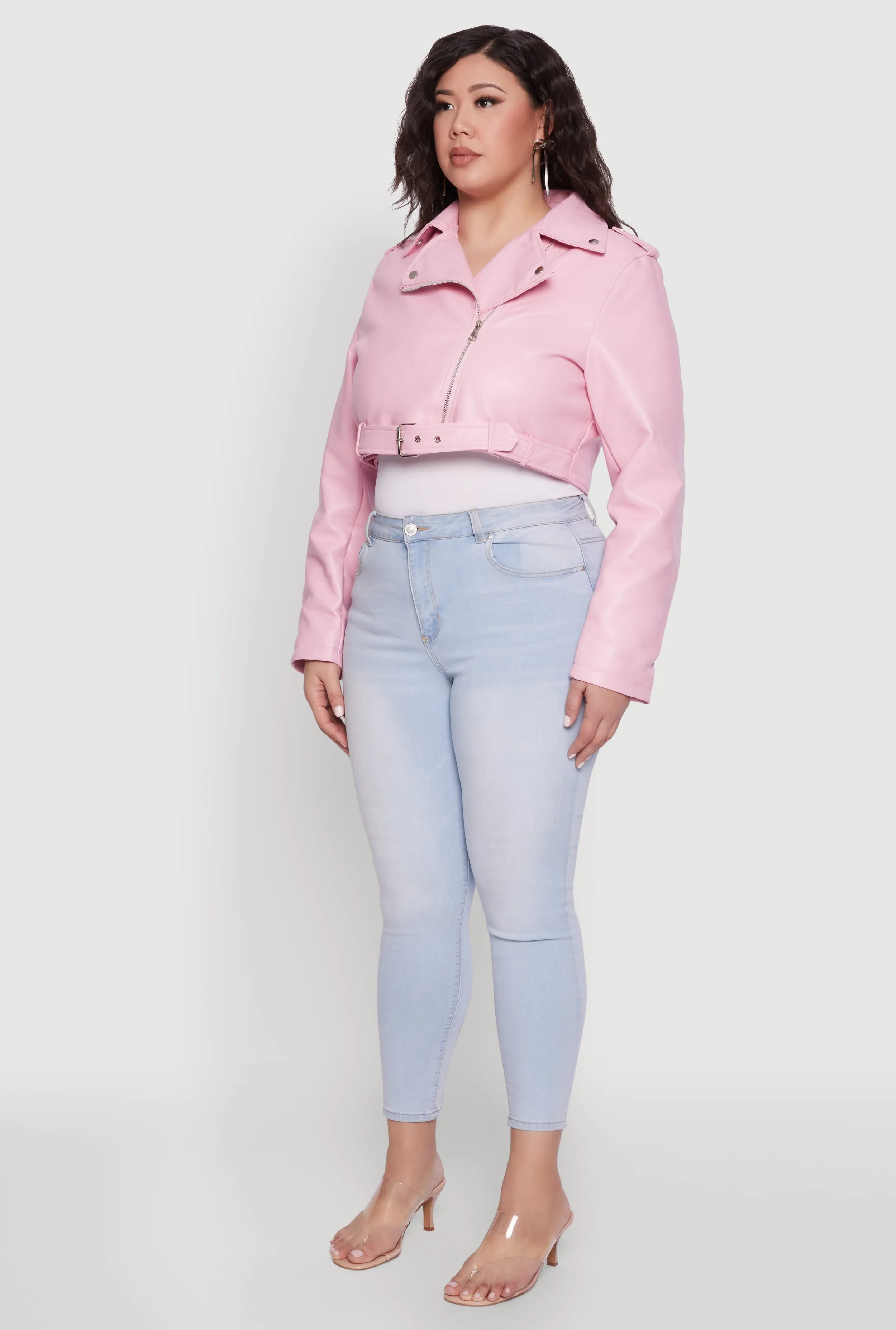 Plus Size Daisy Faux Leather Belted Moto Jacket sold by Rainbow product image thumbnail 5