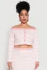 Plus Size Striped Faux Button Off the Shoulder Top sold by Rainbow