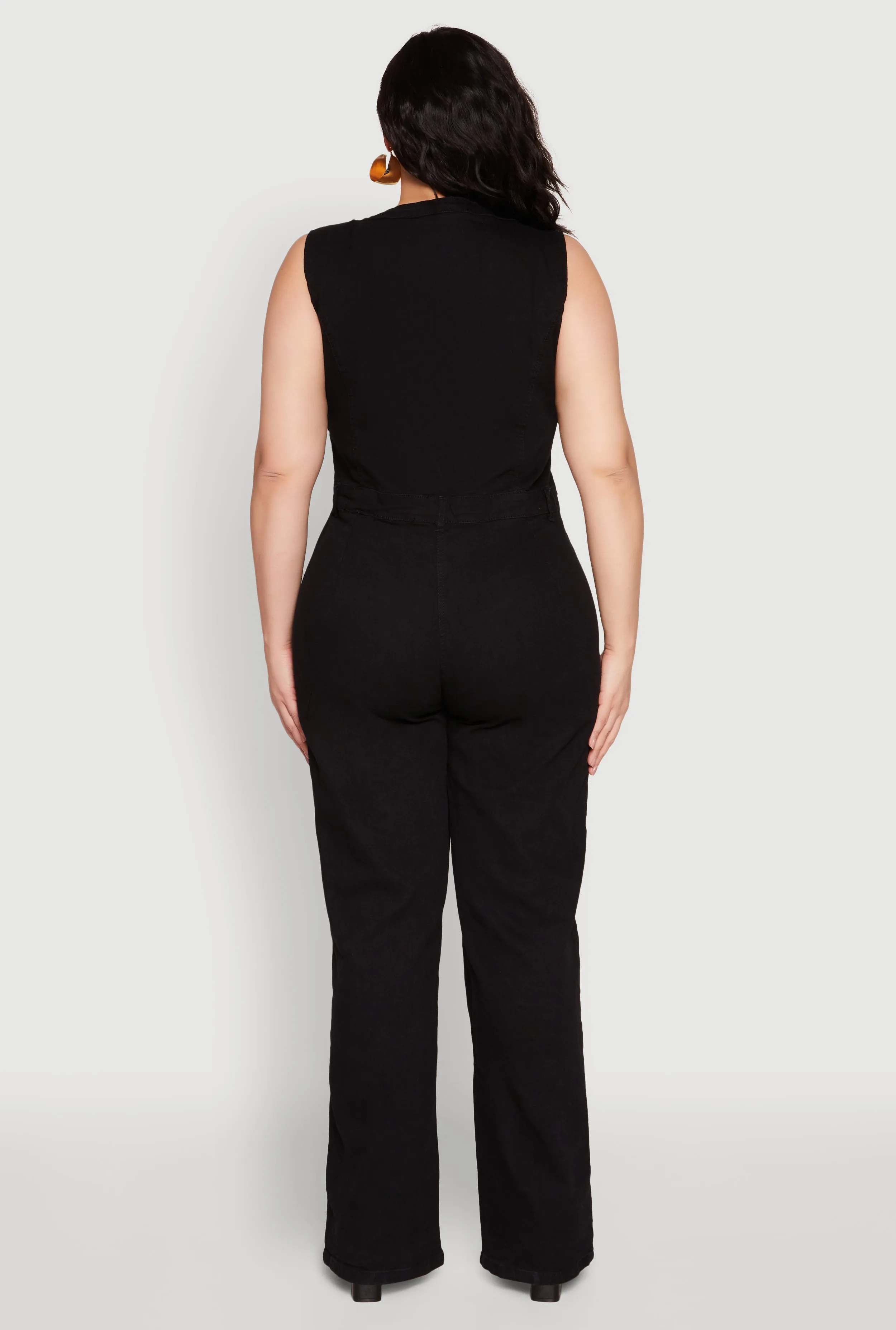 Plus Size Daisy Sleeveless Button Front Denim Jumpsuit sold by Rainbow product image thumbnail 5