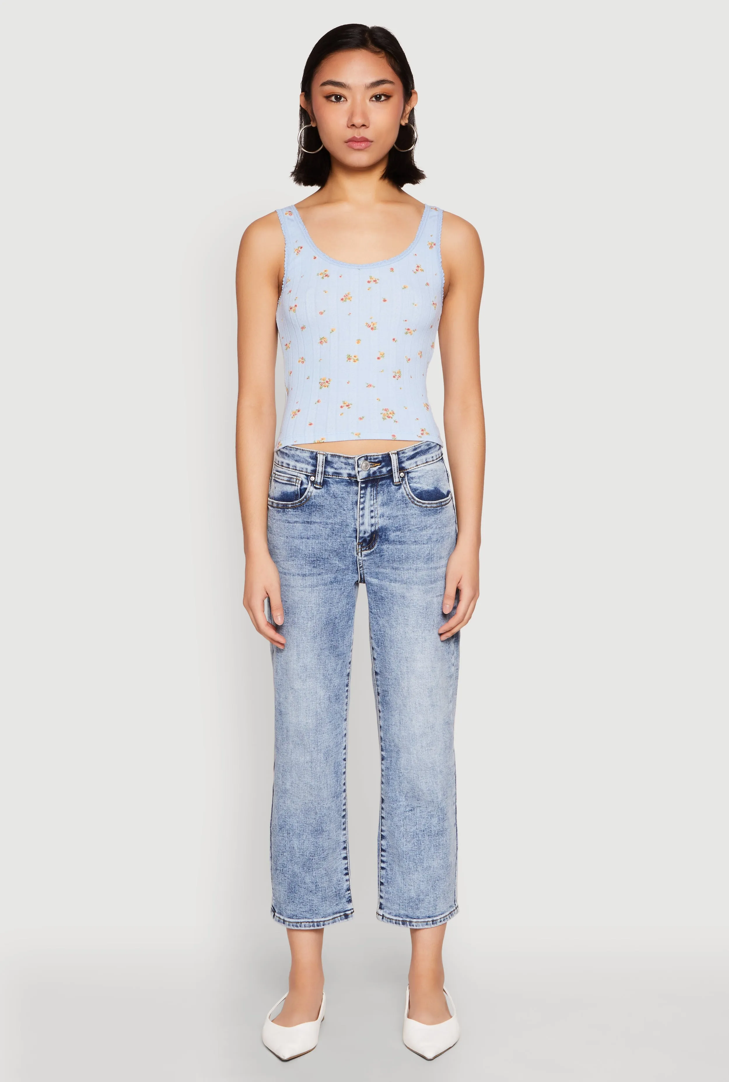 Ribbed Knit Floral Print Tank Top sold by Rainbow product image thumbnail 3