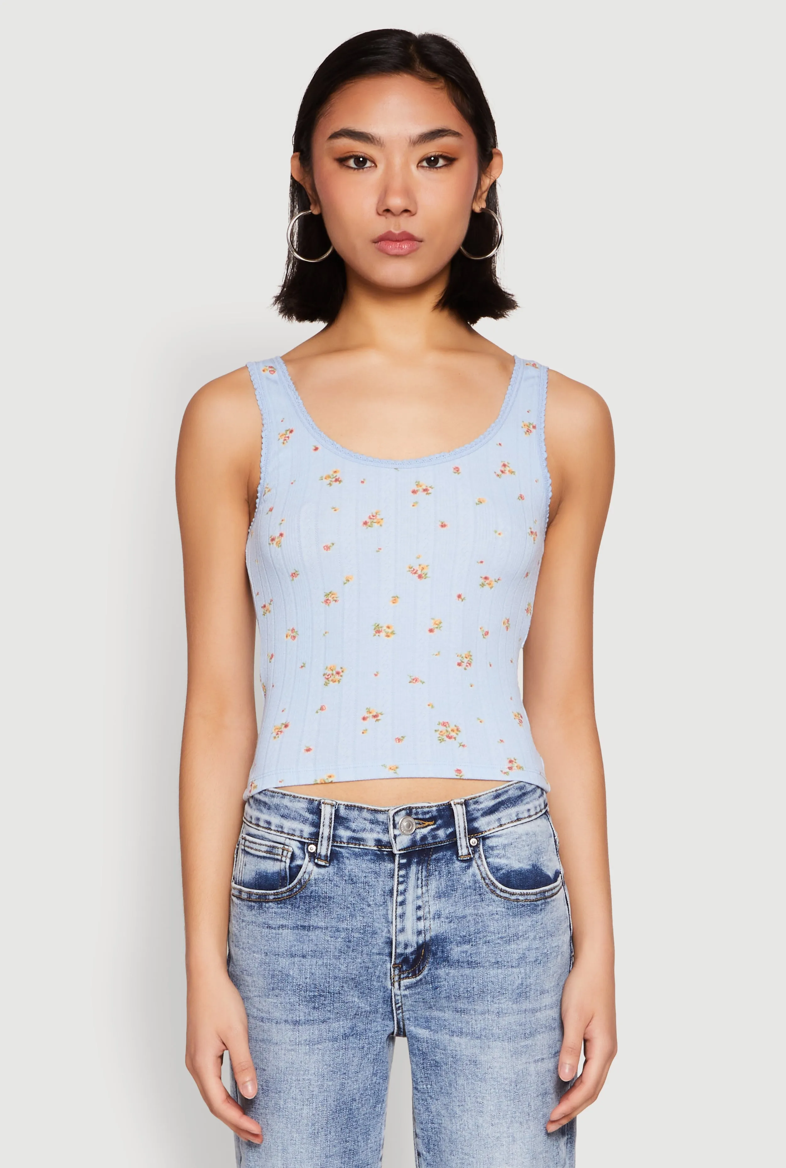 Ribbed Knit Floral Print Tank Top sold by Rainbow product image thumbnail 2