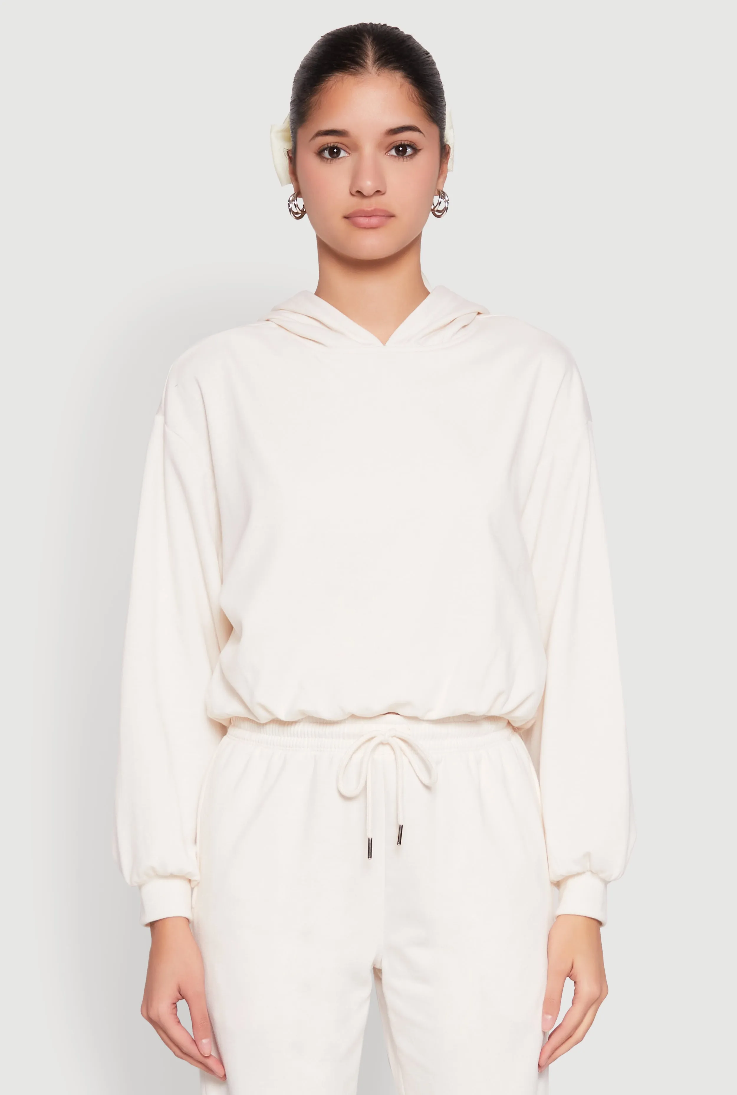 Almost Famous Bubble Hem Cropped Hoodie sold by Rainbow