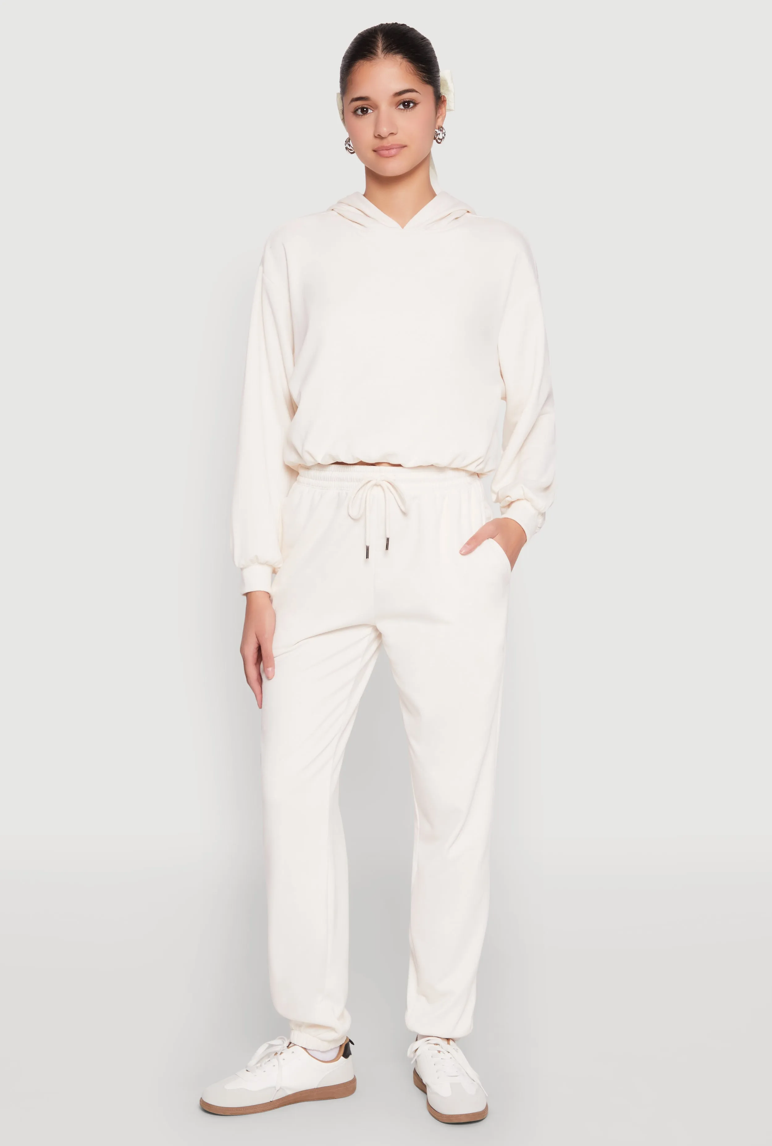 Almost Famous Bubble Hem Cropped Hoodie sold by Rainbow product image thumbnail 2