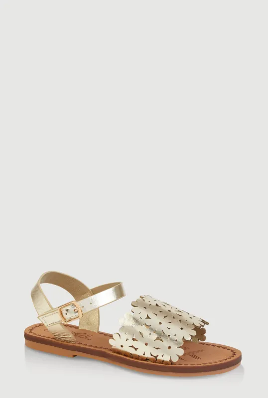 Girls Flower Cut Out Band Sandals sold by Rainbow