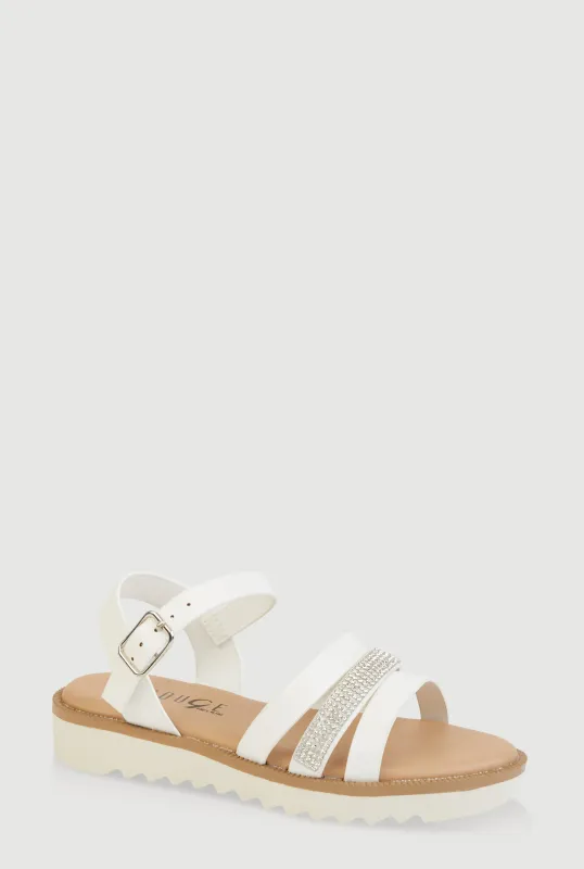 Girls Rhinestone Detail Strappy Sandals sold by Rainbow