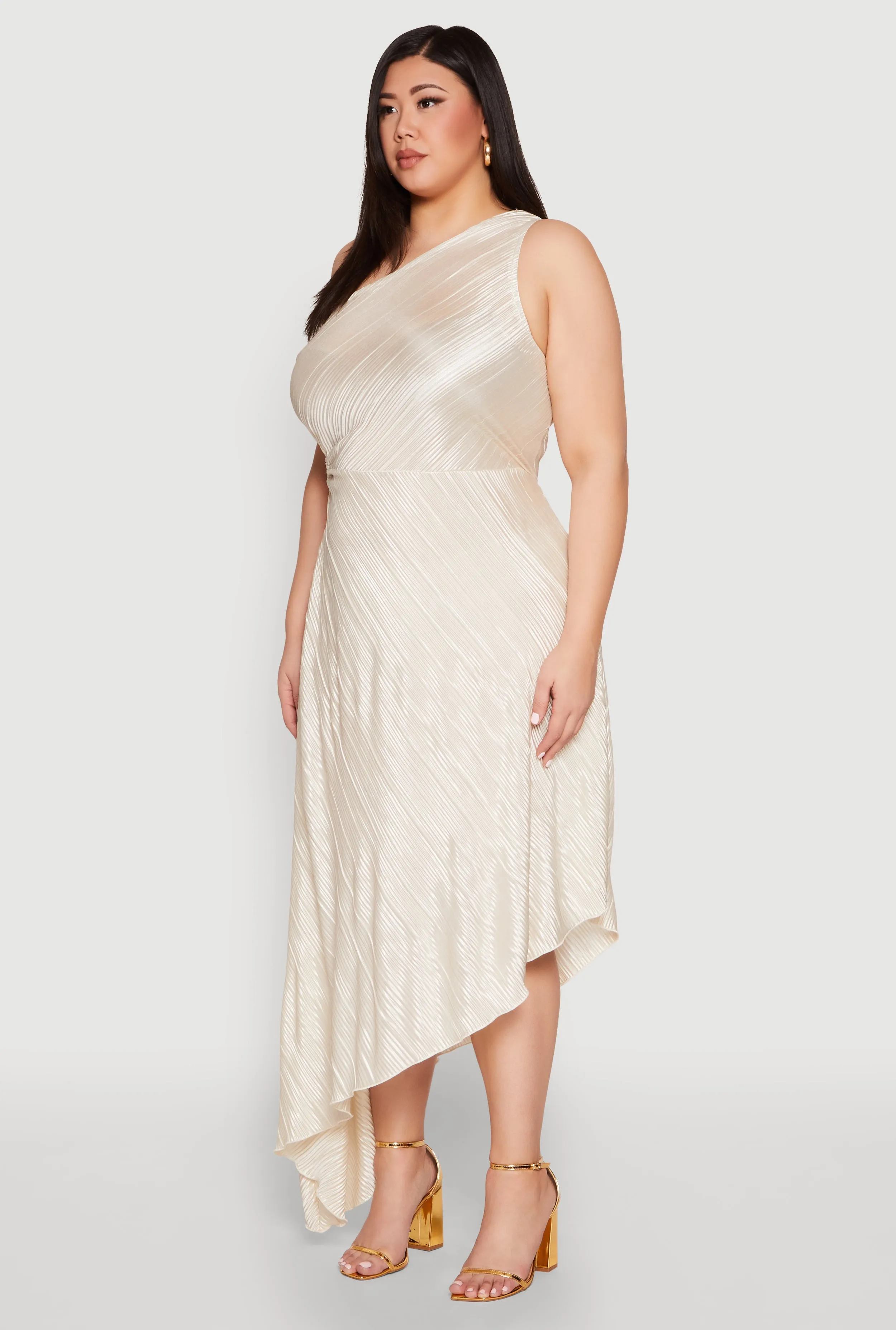 Plus Size Plisse Asymmetrical One Shoulder Dress sold by Rainbow product image thumbnail 3