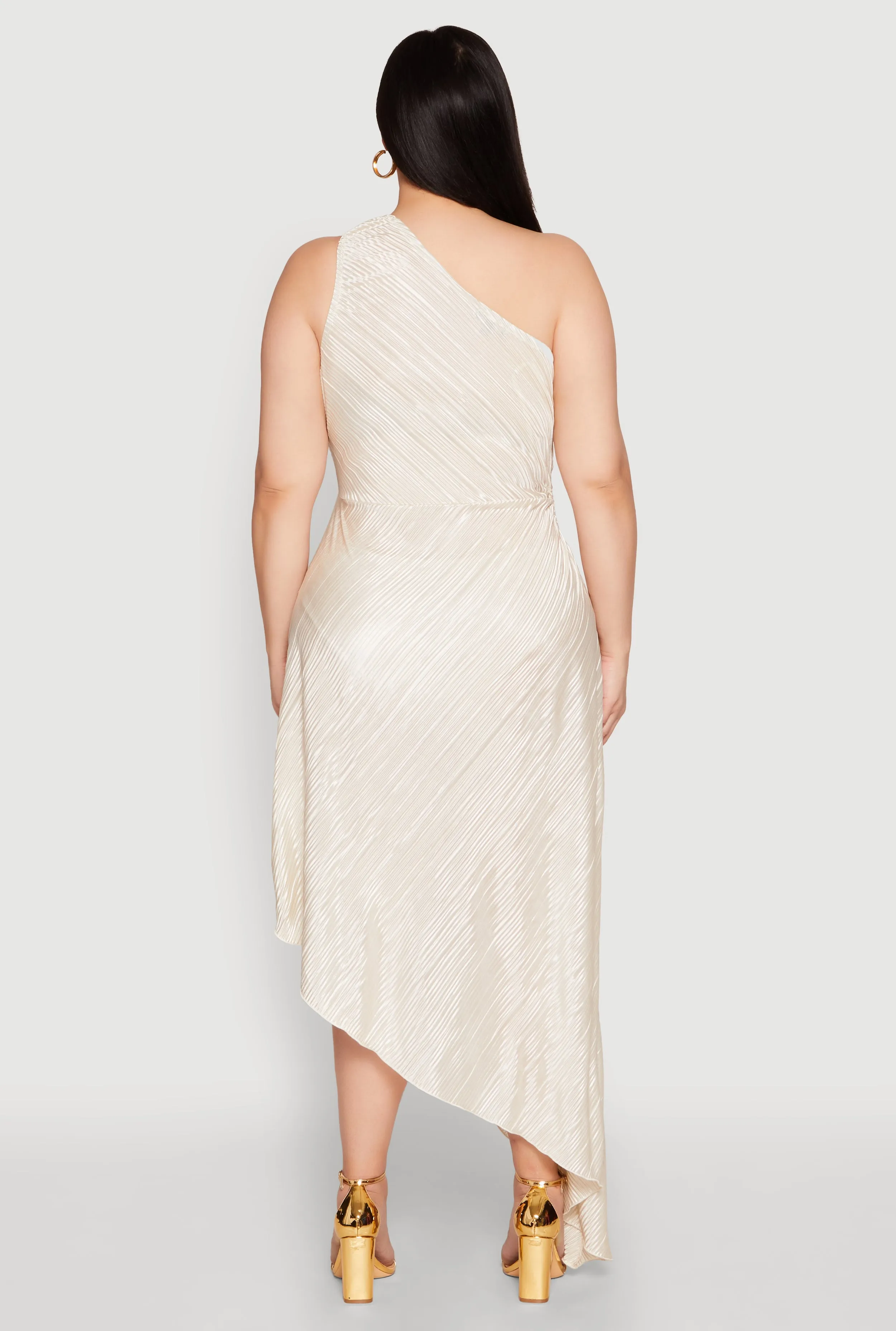 Plus Size Plisse Asymmetrical One Shoulder Dress sold by Rainbow product image thumbnail 5