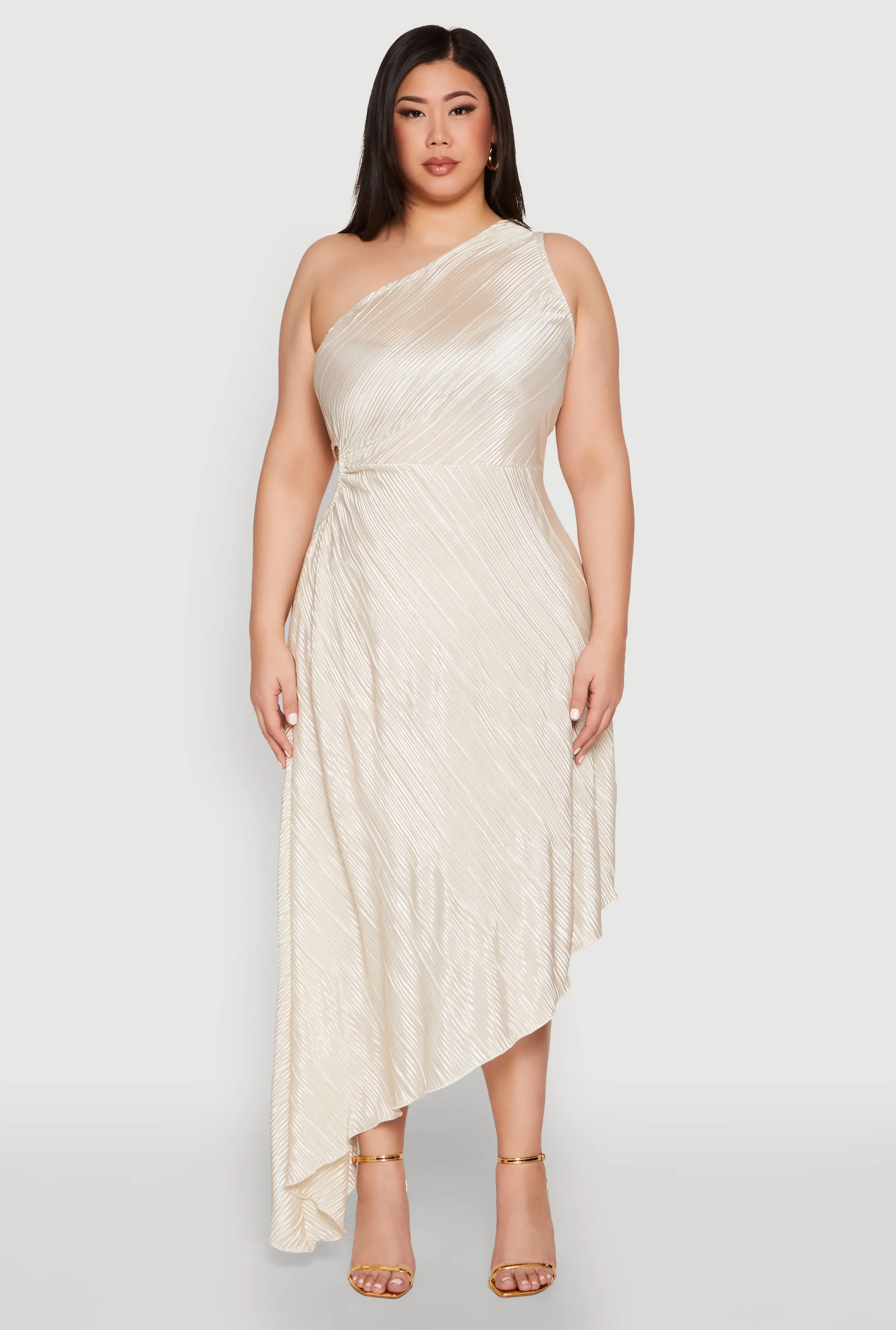 Plus Size Plisse Asymmetrical One Shoulder Dress sold by Rainbow product image thumbnail 2