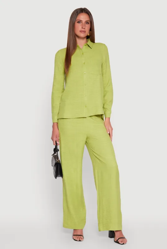 Linen High Waisted Wide Leg Pants sold by Rainbow