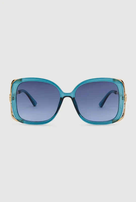 Metallic Detail Gradient Lens Sunglasses sold by Rainbow