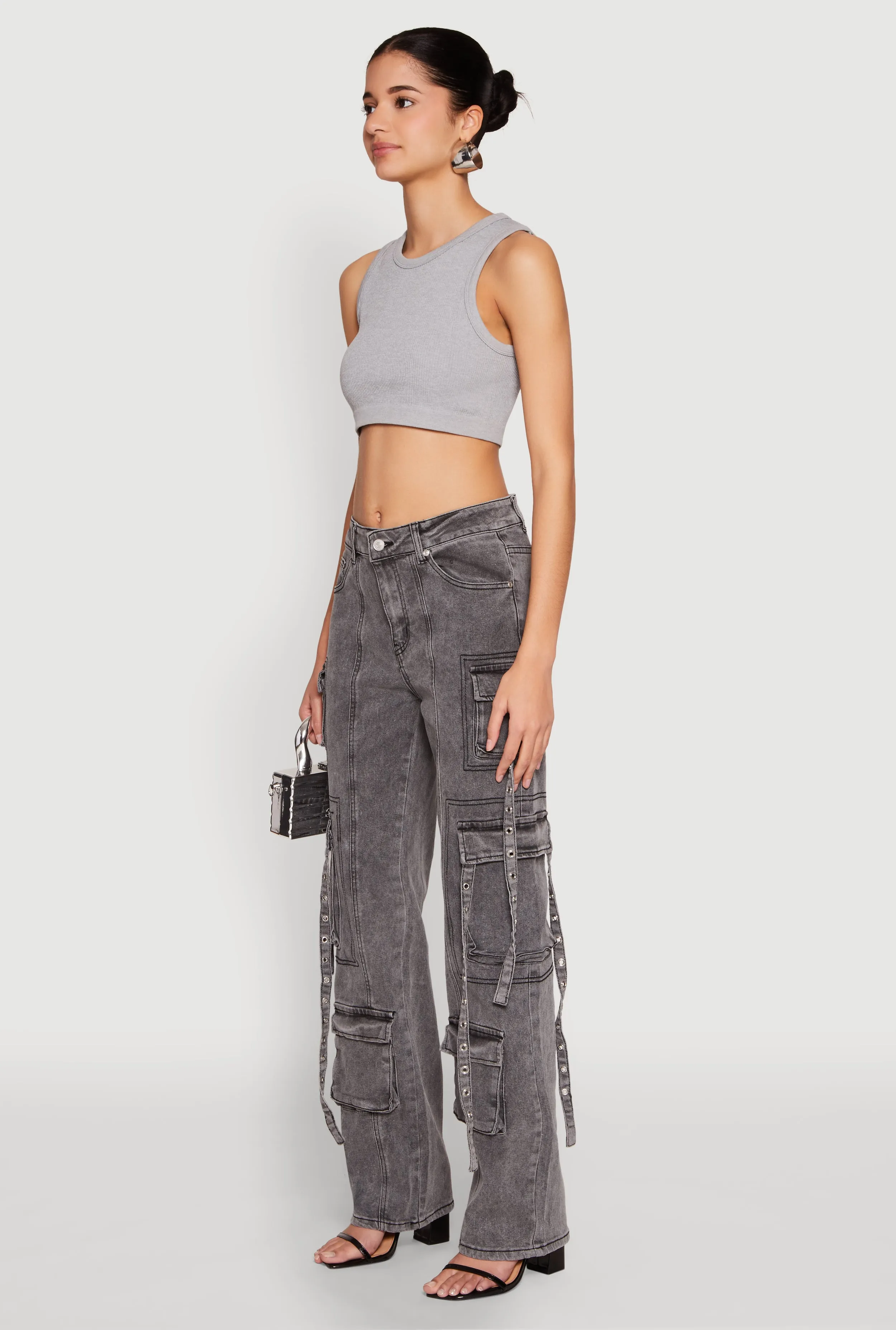 Mineral Wash Pintuck Cargo Jeans sold by Rainbow product image thumbnail 3