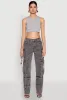 Mineral Wash Pintuck Cargo Jeans sold by Rainbow