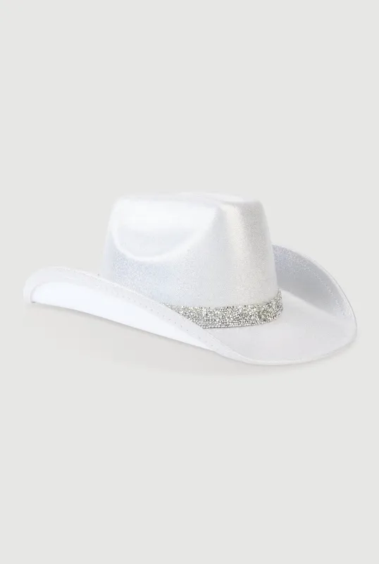Rhinestone Trim Glitter Cowboy Hat sold by Rainbow