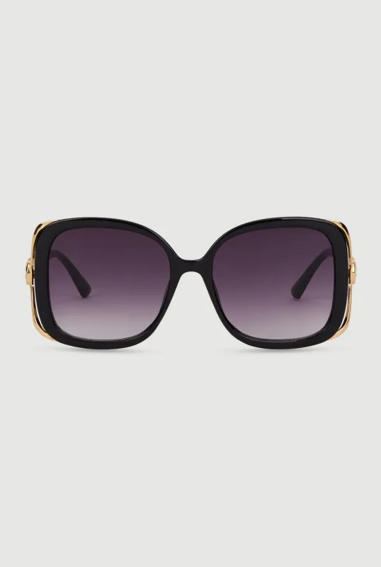 Metallic Detail Gradient Lens Sunglasses sold by Rainbow