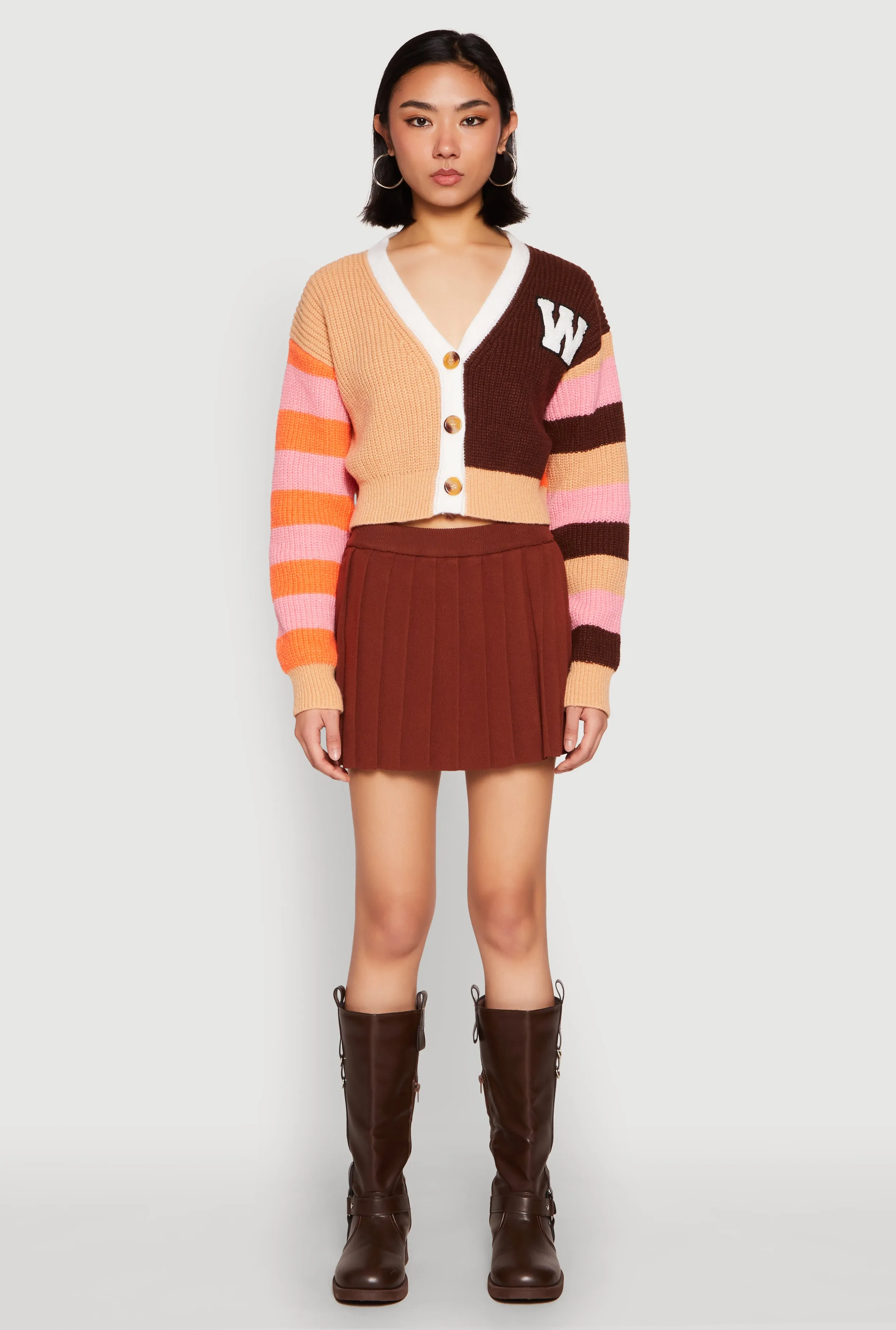 Daisy Chenille Patch Color Blocked Cropped Cardigan sold by Rainbow product image thumbnail 3