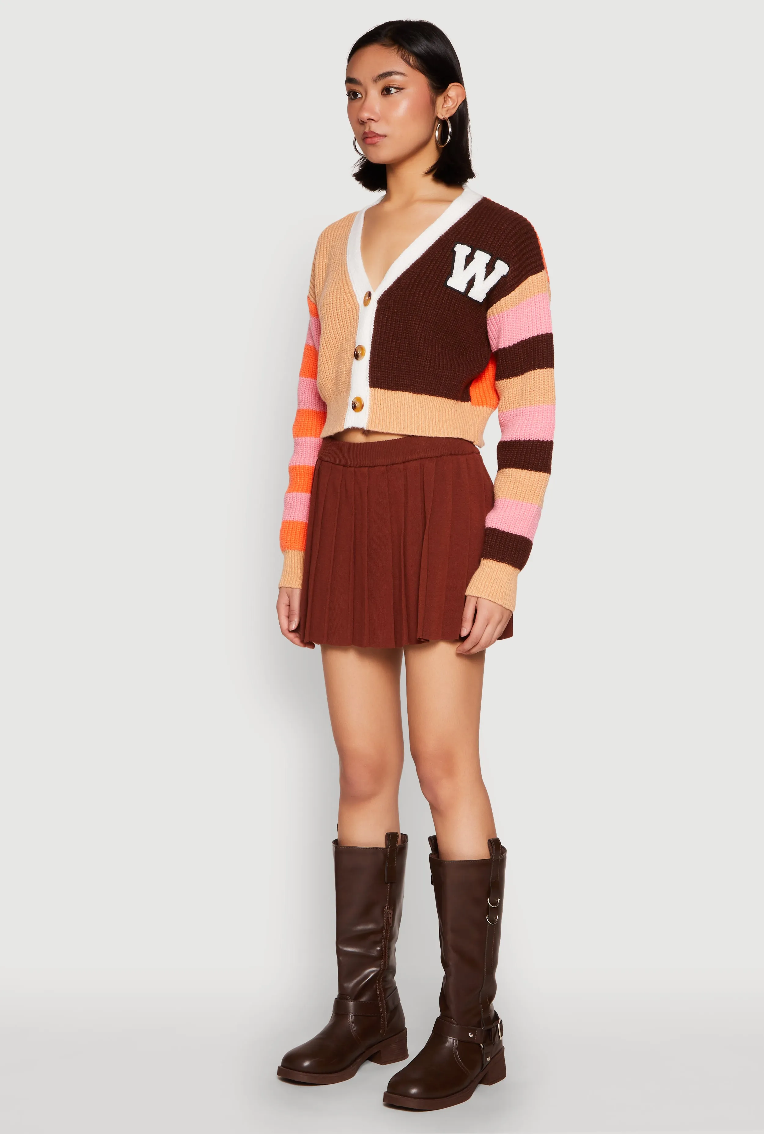 Daisy Chenille Patch Color Blocked Cropped Cardigan sold by Rainbow product image thumbnail 5