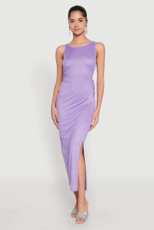 Ribbed Knit Side Cut Out Midi Dress sold by Rainbow