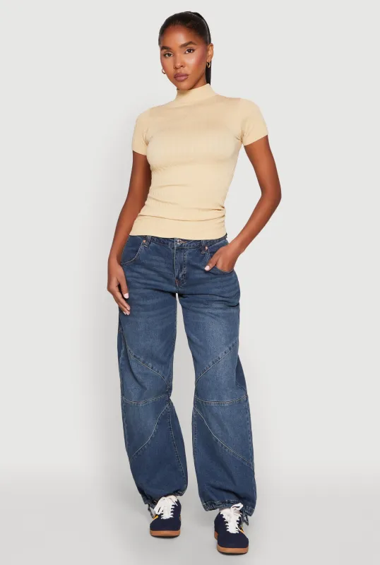 Seamless Short Sleeve Mock Neck Top sold by Rainbow