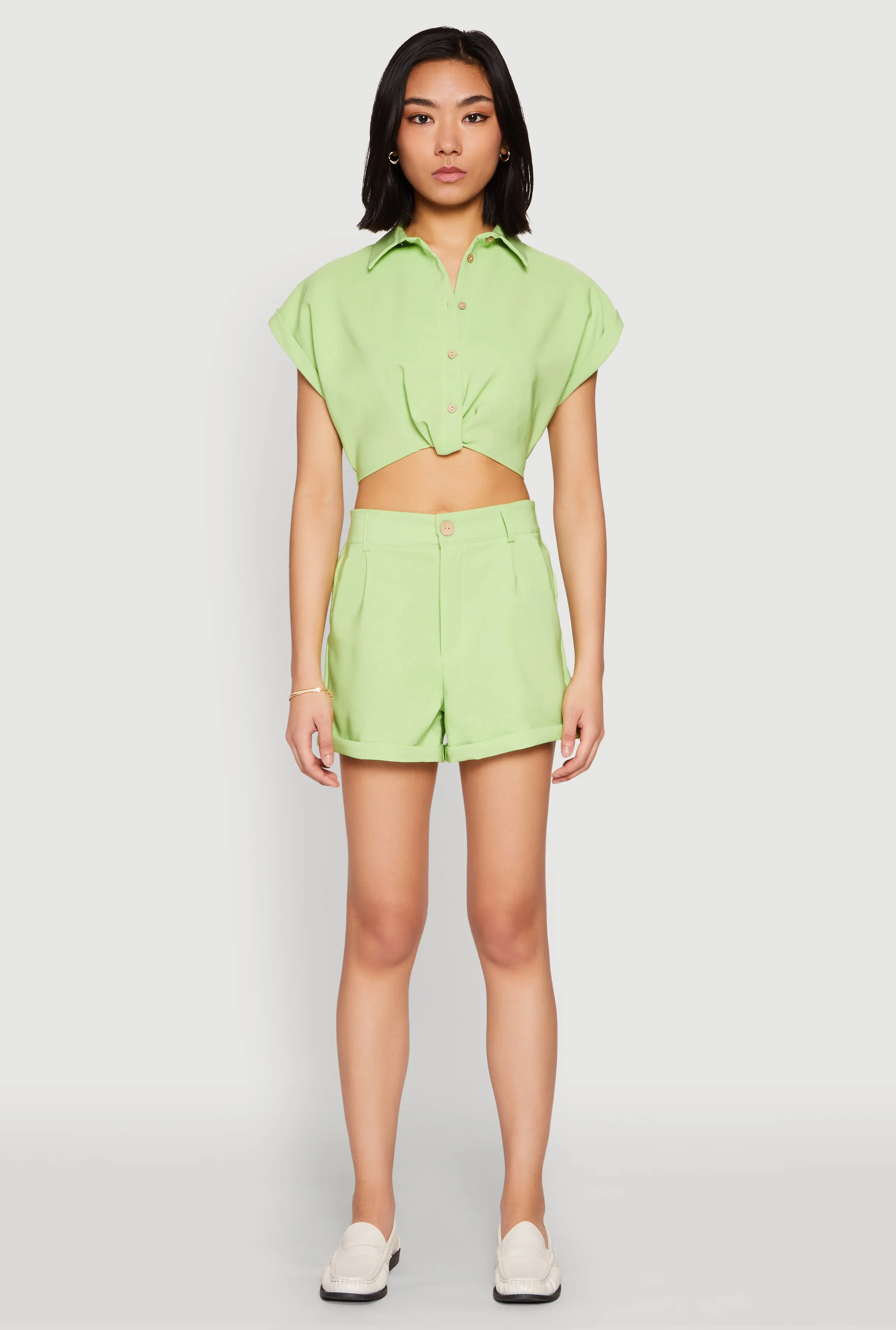 High Waisted Cuffed Shorts sold by Rainbow