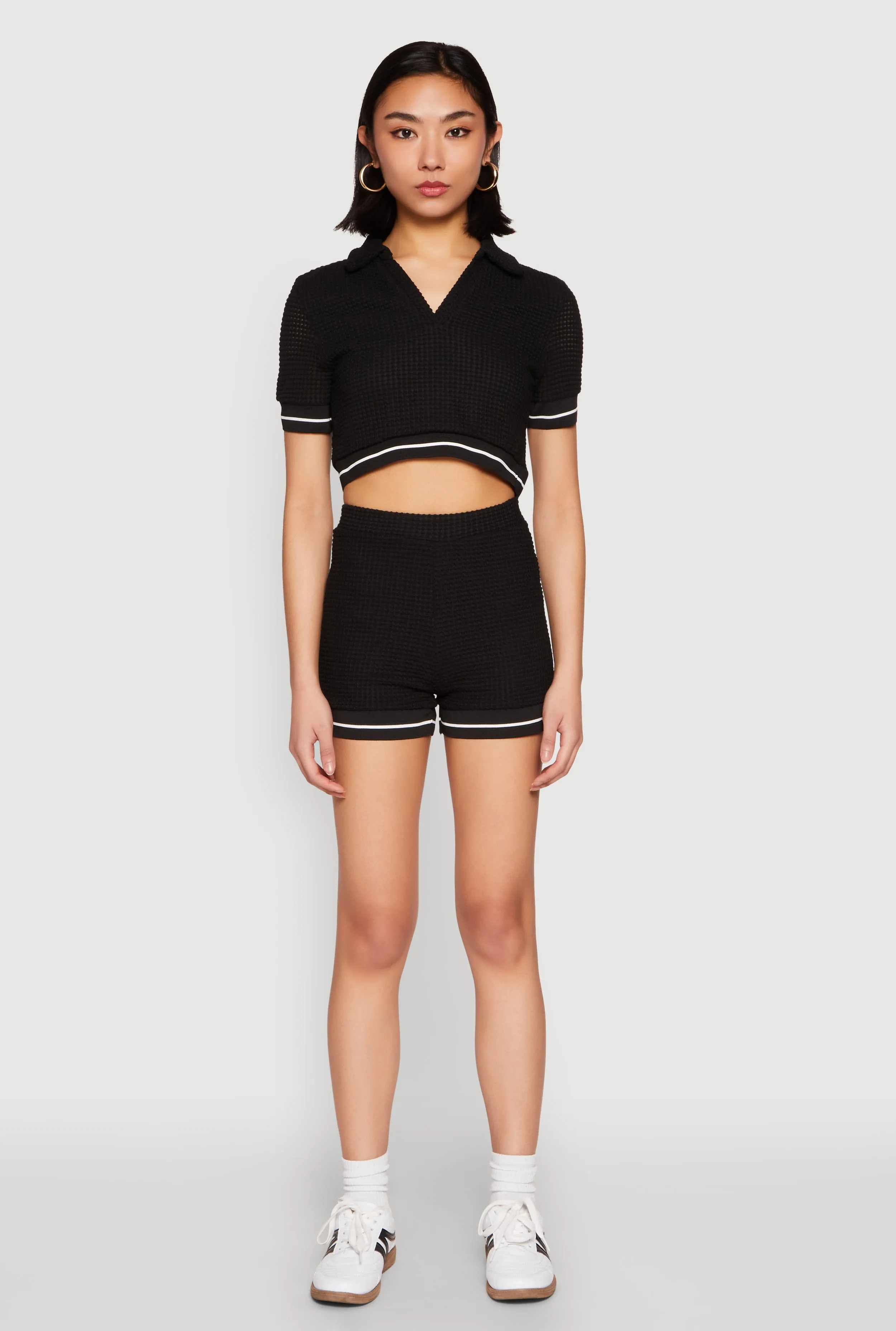 Textured Knit Polo Crop Top sold by Rainbow product image thumbnail 2